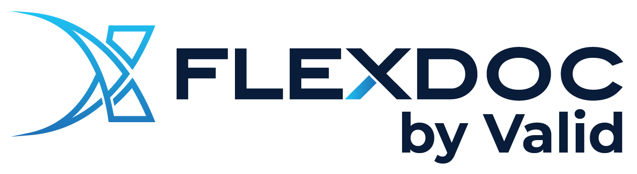 Logo da empresa Flexdoc com indicando abaixo by Valid